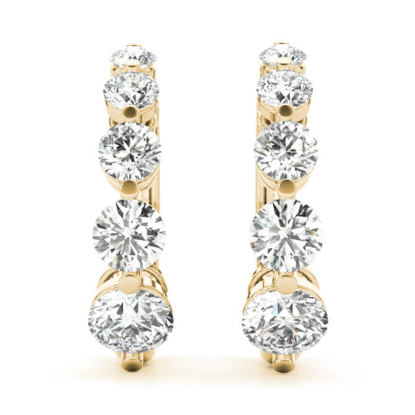 18K Yellow Gold Round Diamond Earrings