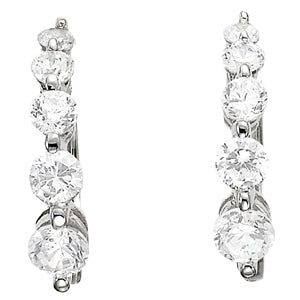 14K White Gold Round Diamond Journey Earrings
