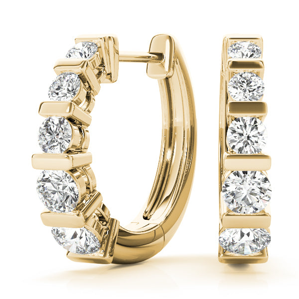 18K Yellow Gold Round Diamond Fashion Earrings
