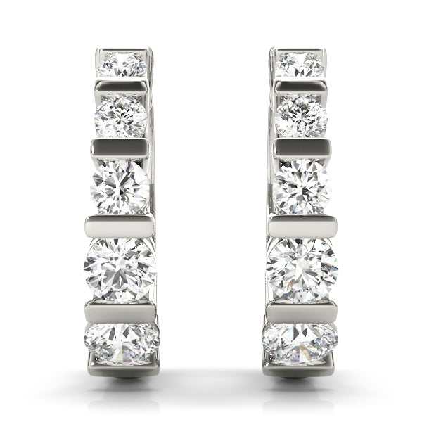 14K White Gold Round Diamond Fashion Earring Set