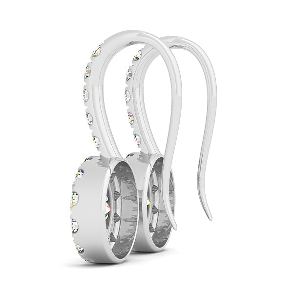18K White Gold Round Diamond Halo Earring Set