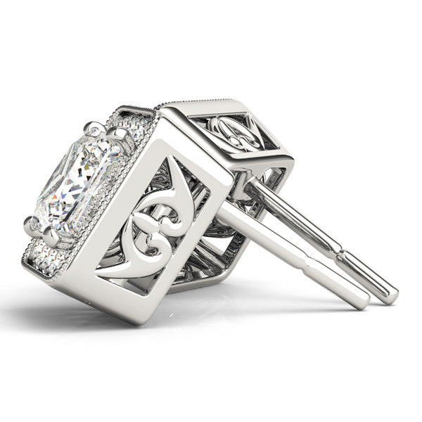 18K White Gold 0.5 ct Diamond Halo Earrings