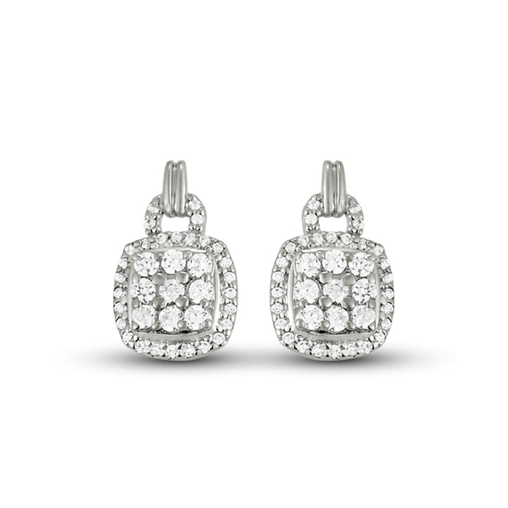 14K White Gold Round Diamond Fashion Earrings