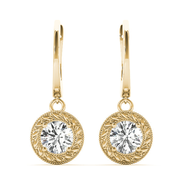 18K Yellow Gold 1/2 CT Round Diamond Stud Earrings