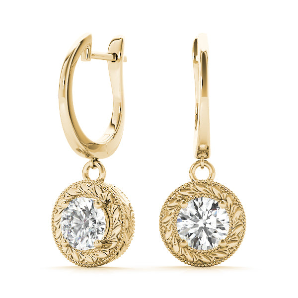 18K Yellow Gold 1/2 CT Round Diamond Stud Earrings