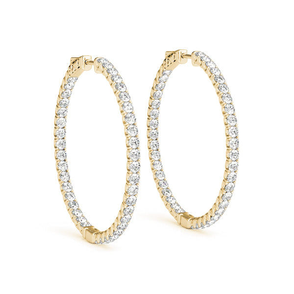 18K Yellow Gold Diamond Inside Out Hoop Earrings
