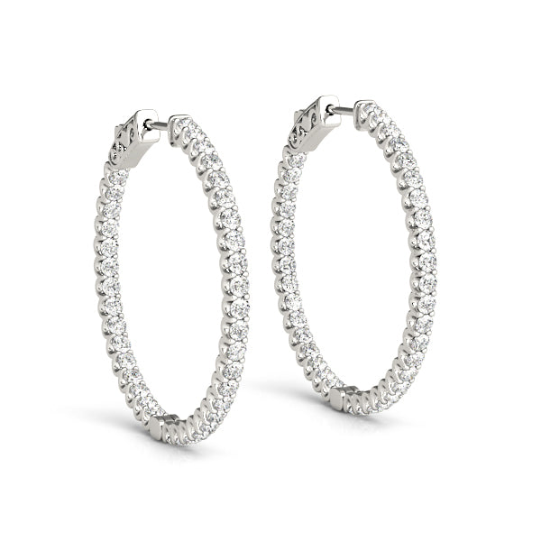 18K White Gold Diamond Inside Out Hoop Earrings