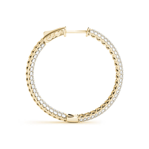 18K Yellow Gold Diamond Inside Out Hoop Earrings