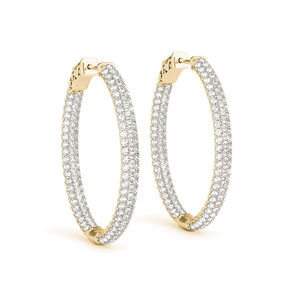 18K Yellow Gold Diamond Inside Out Hoop Earrings