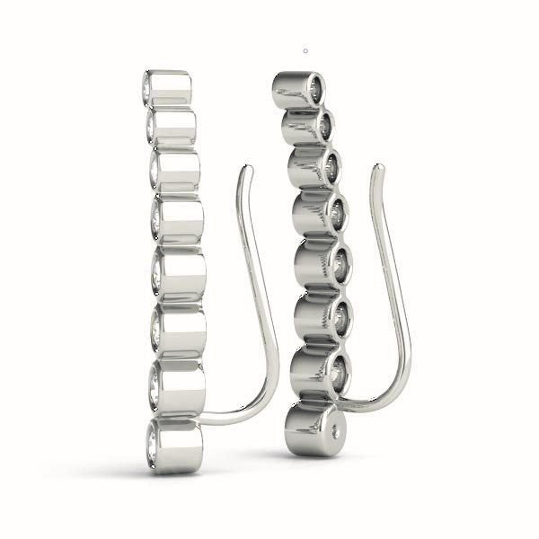Platinum White Diamond Round Climber Earrings