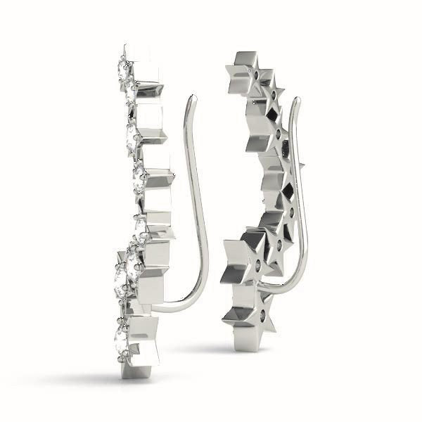 Platinum Round Diamond Climber Earrings 1/6 ctw