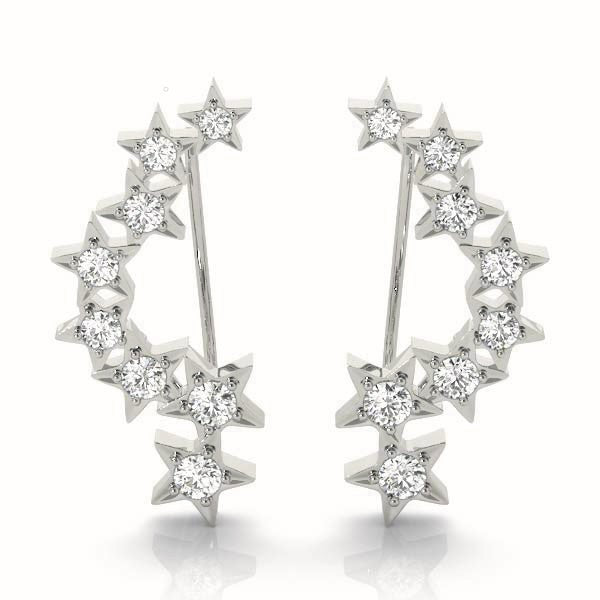Platinum Round Diamond Climber Earrings 1/6 ctw