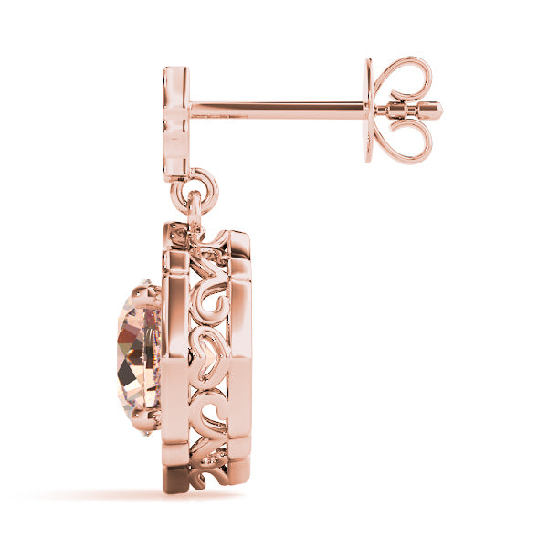 18K Rose Gold Round Diamond Fashion Earrings