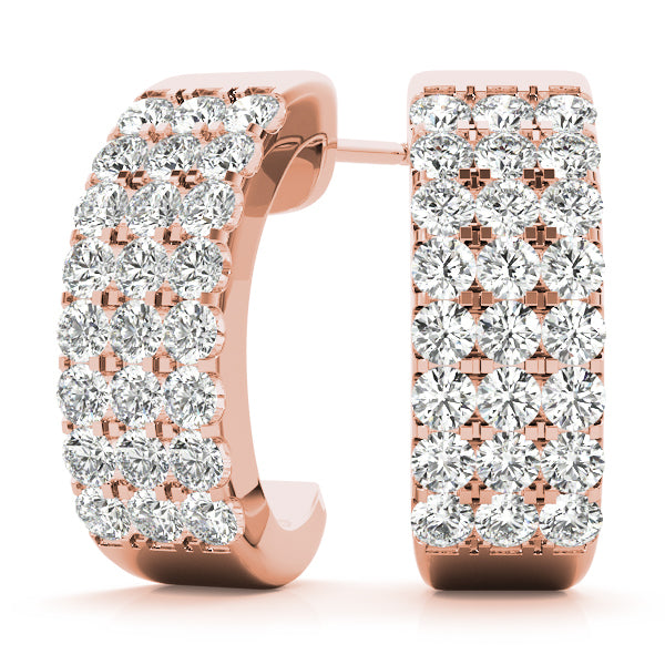 Rose Gold Diamond J-Hoop Earrings | 1/2 ct Total