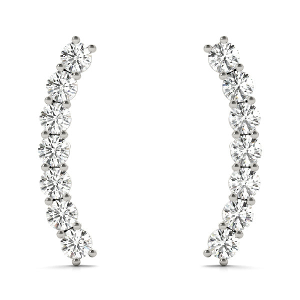14K White Gold Round Diamond Fashion Earrings