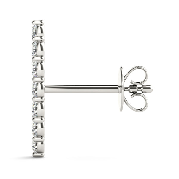 14K White Gold Round Diamond Fashion Earrings