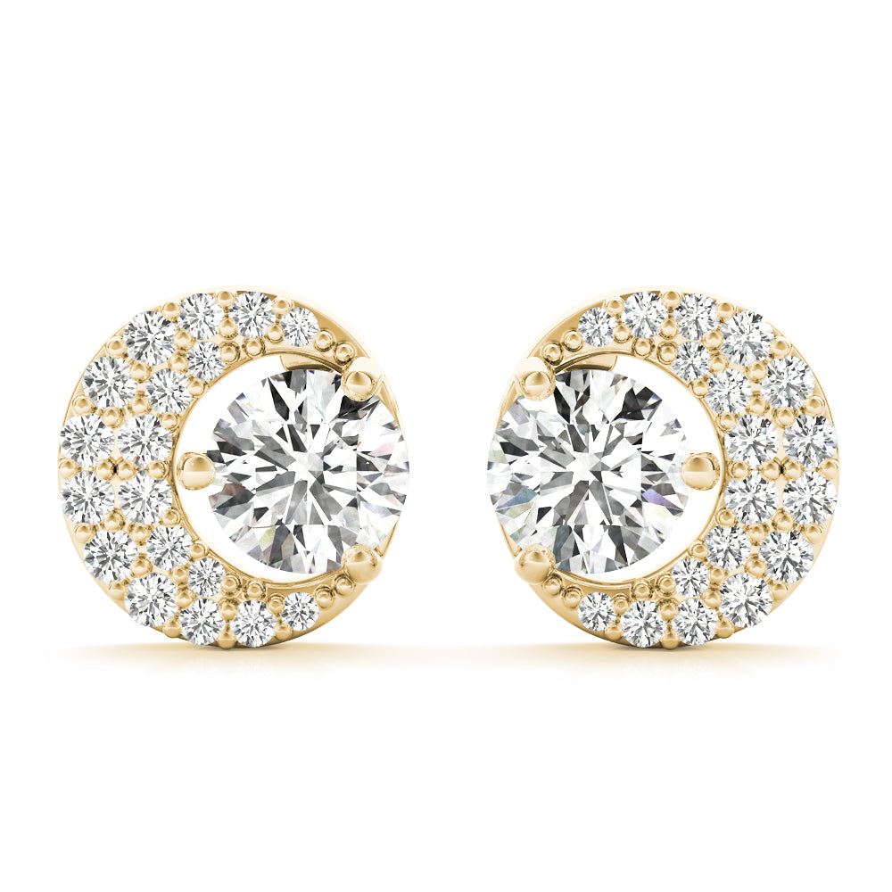 18K Yellow Gold Round Diamond Fashion Earrings