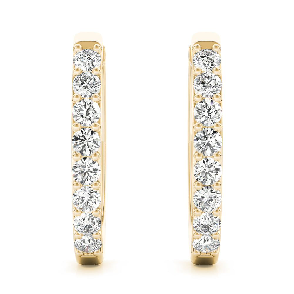 18K Yellow Gold Diamond Hoop Earrings