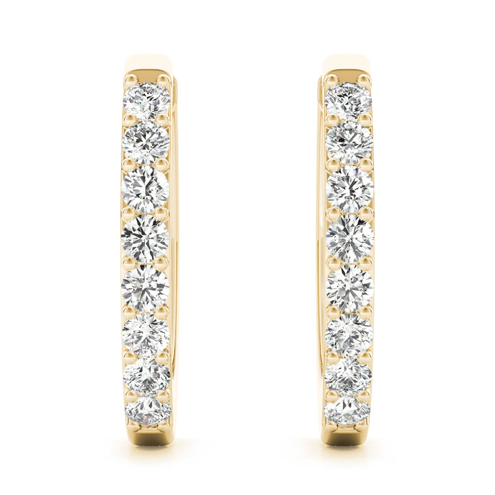 18K Yellow Gold Diamond Hoop Earrings