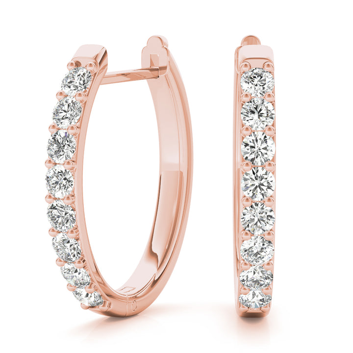 18K Rose Gold Diamond Fashion Hoop Earrings