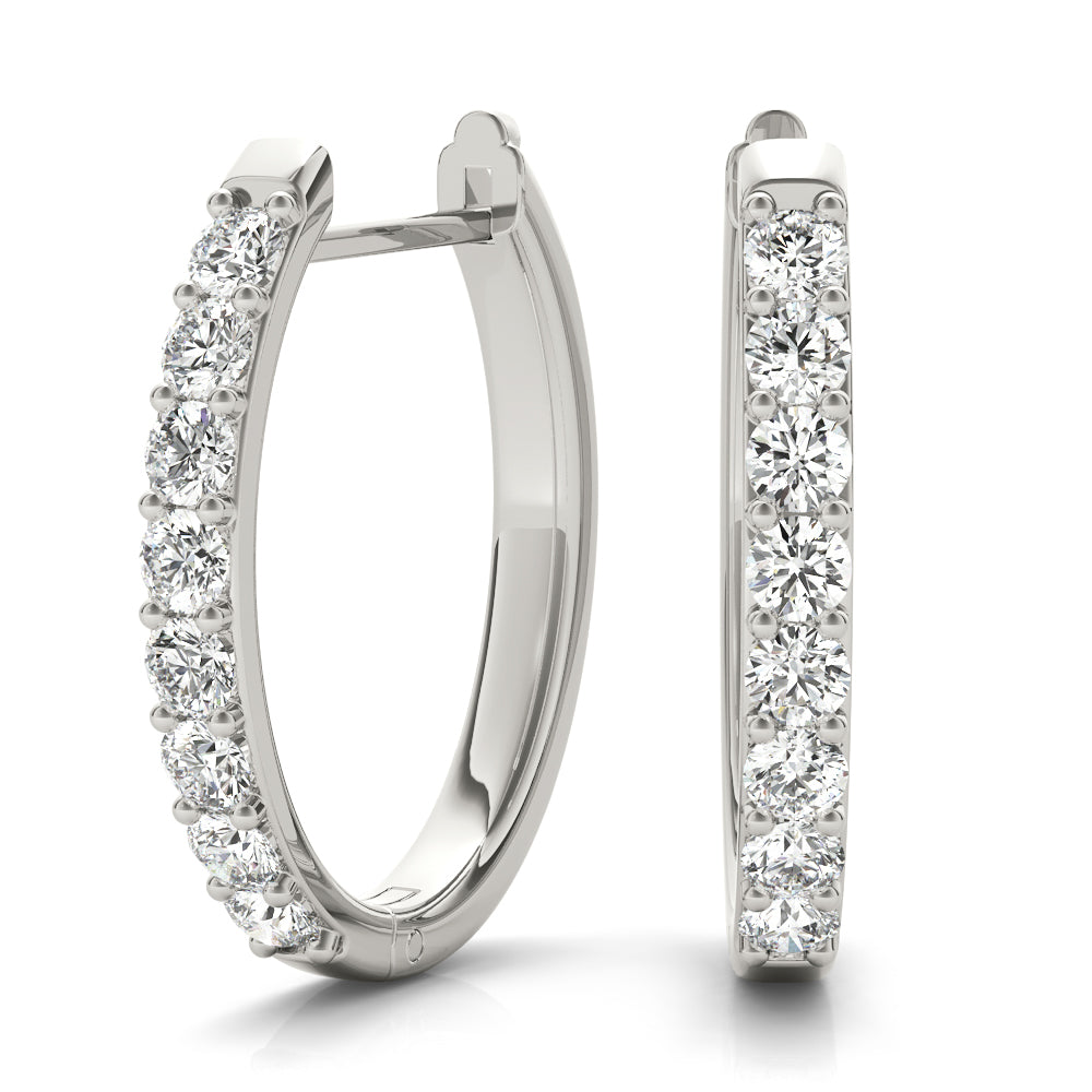 18K White Gold Diamond Fashion Hoop Earrings