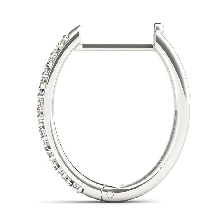 14K White Gold Diamond Fashion Hoop Earrings