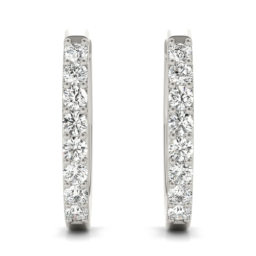 18K White Gold Diamond Fashion Hoop Earrings