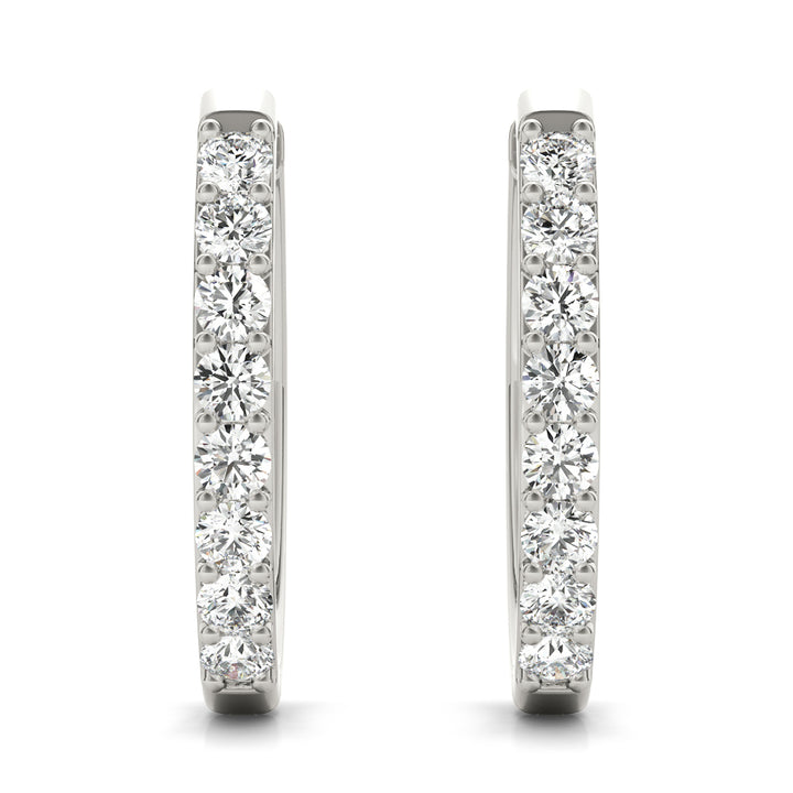 18K White Gold Diamond Fashion Hoop Earrings