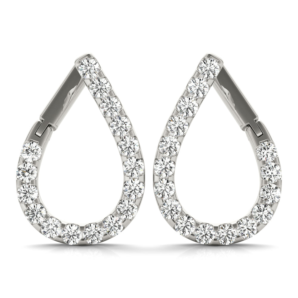 14K White Gold Round Diamond Fashion Earrings