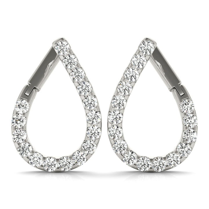 14K White Gold Round Diamond Fashion Earrings