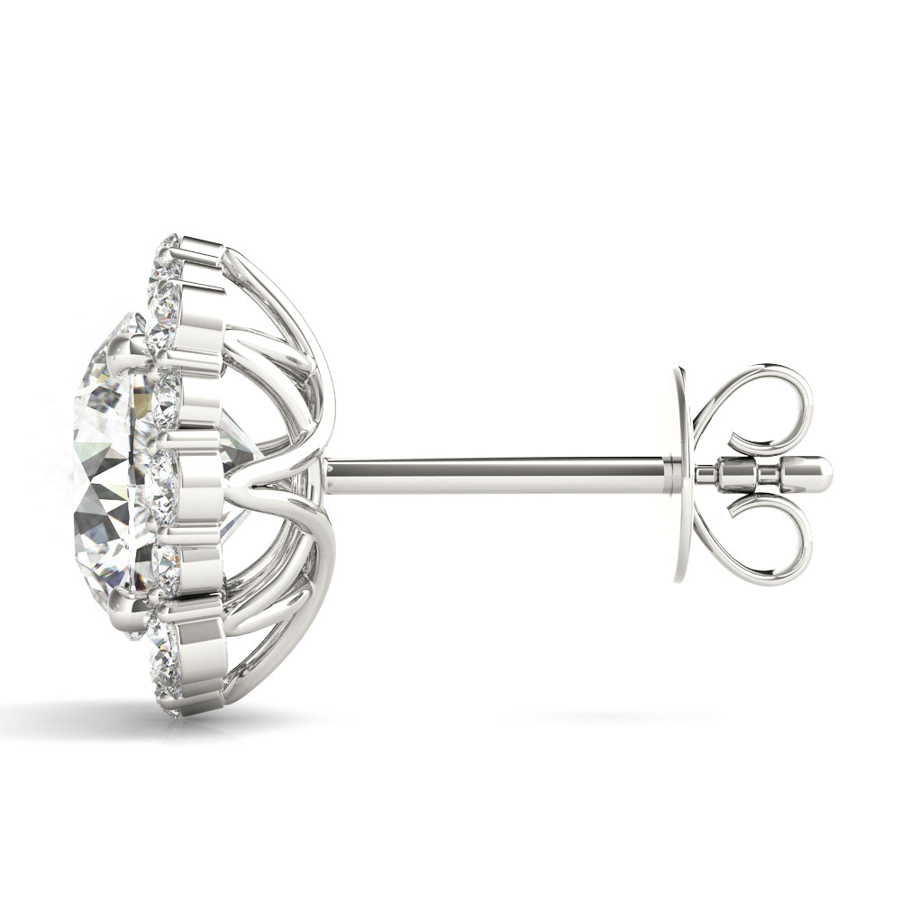 Platinum 1 CT Diamond Halo Earrings