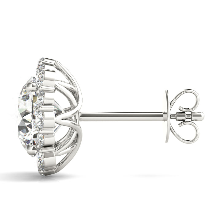 18K White Gold 1 CT Diamond Halo Stud Earrings