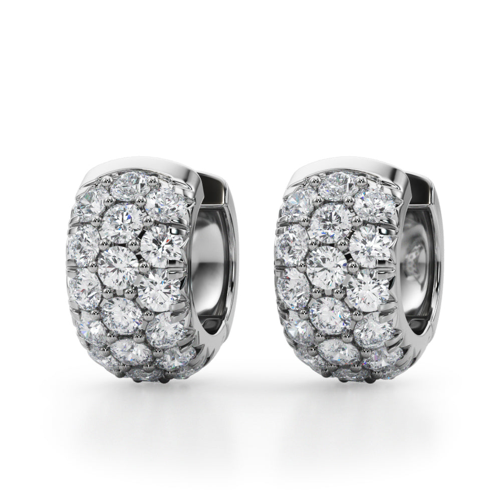 14K White Gold Diamond Huggie Earrings - 1.52 ctw