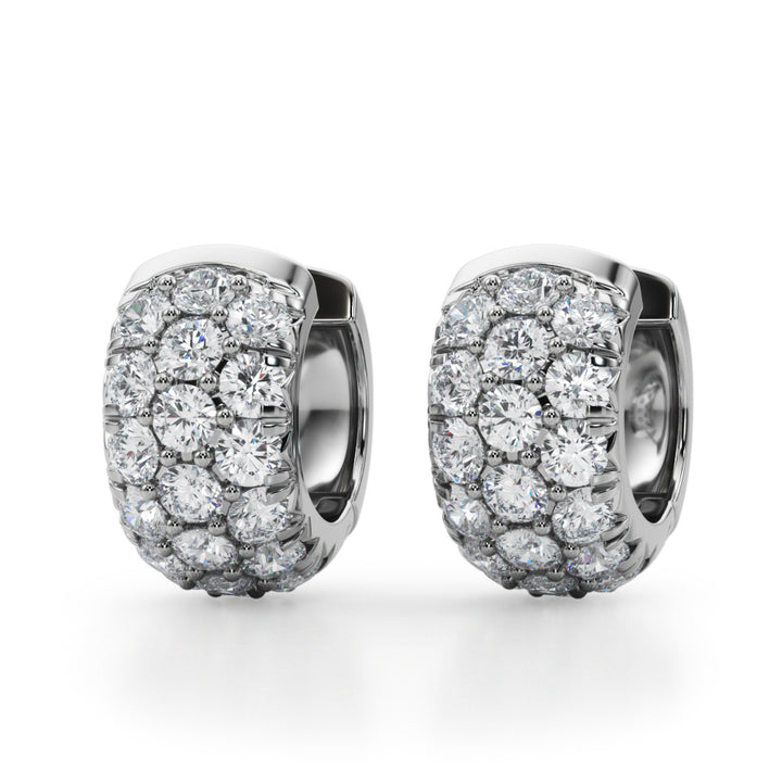 18K White Gold Diamond Huggie Earrings 1.52 ctw