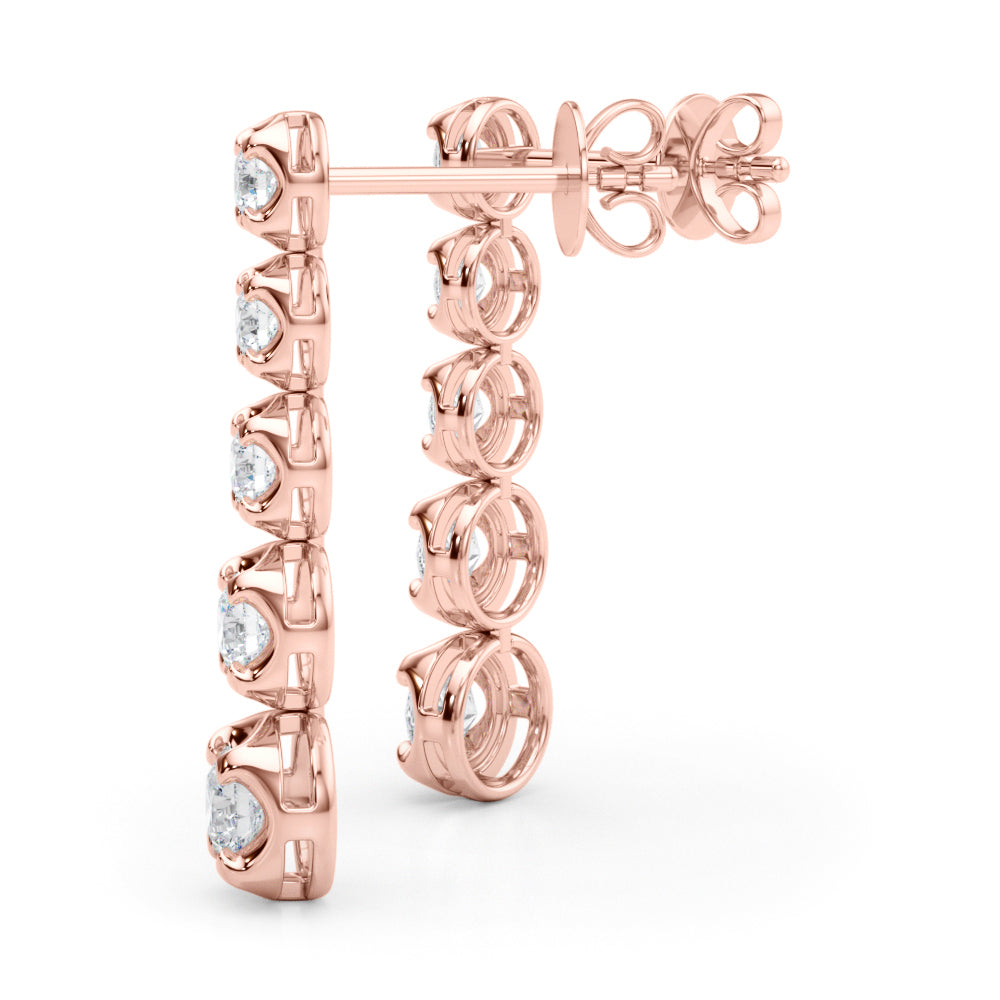 18K Rose Gold Diamond Drop Earrings
