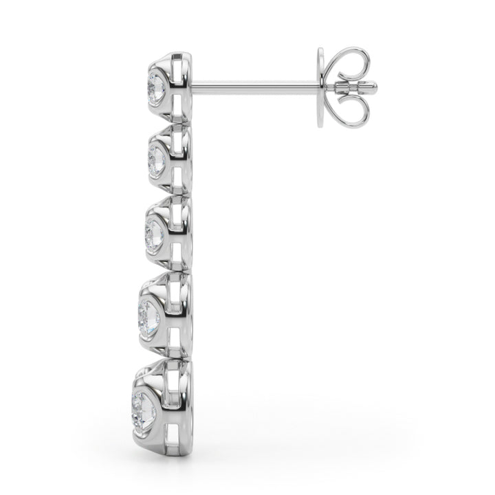 18K White Gold Round Diamond Drop Earrings