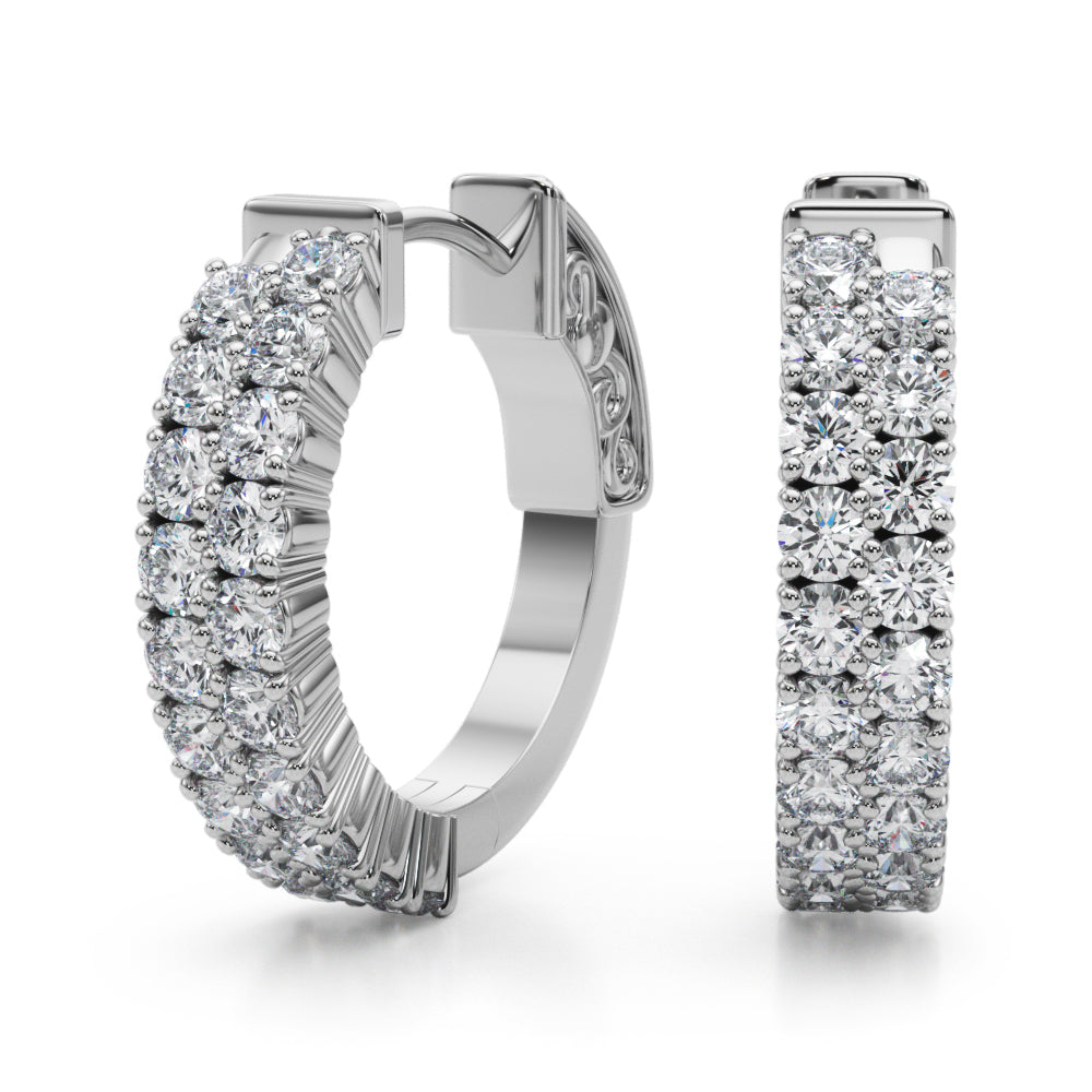 18K White Gold Diamond Hoop Earrings