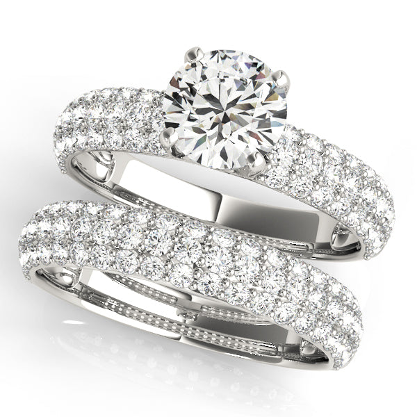 14K White Gold Diamond Pave Engagement Ring 1.62ctw