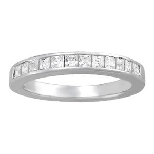 14K White Gold Square Diamond Wedding Ring