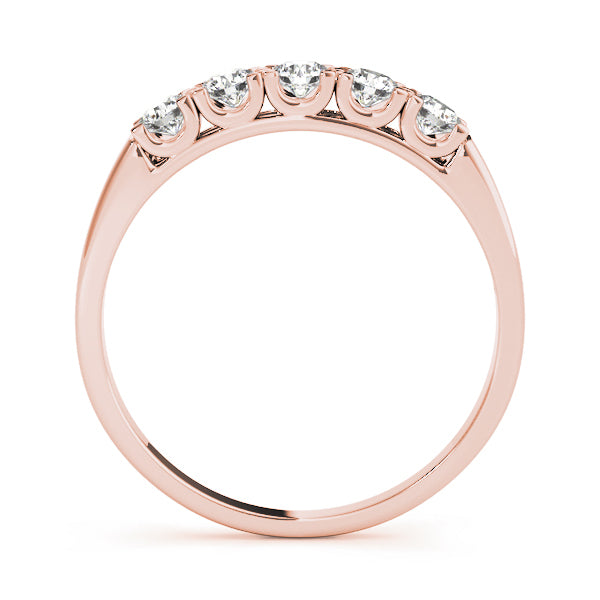 18K Rose Gold 5-Stone Diamond Wedding Ring