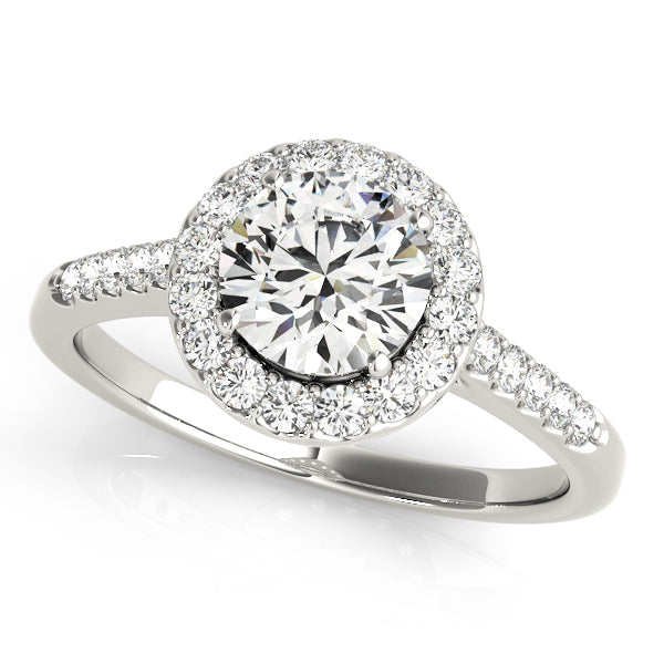 14K White Gold 1 ct Diamond Halo Engagement Ring