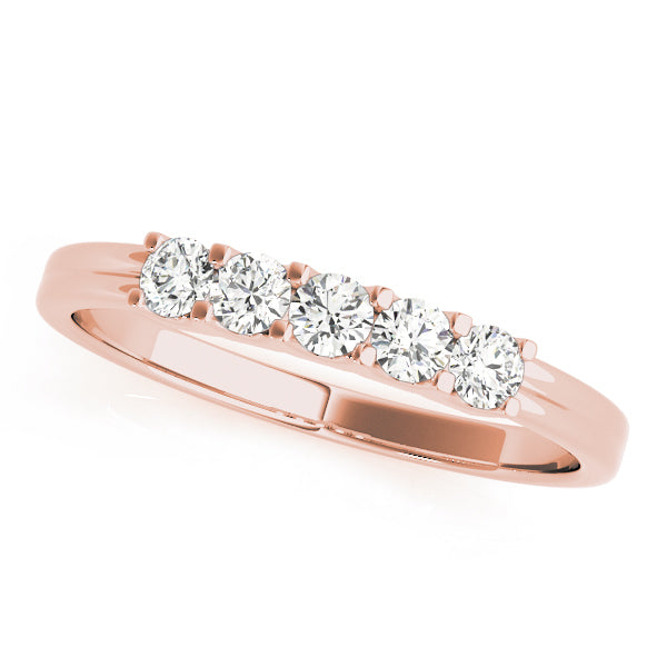 14K Rose Gold 5-Stone Diamond Wedding Ring