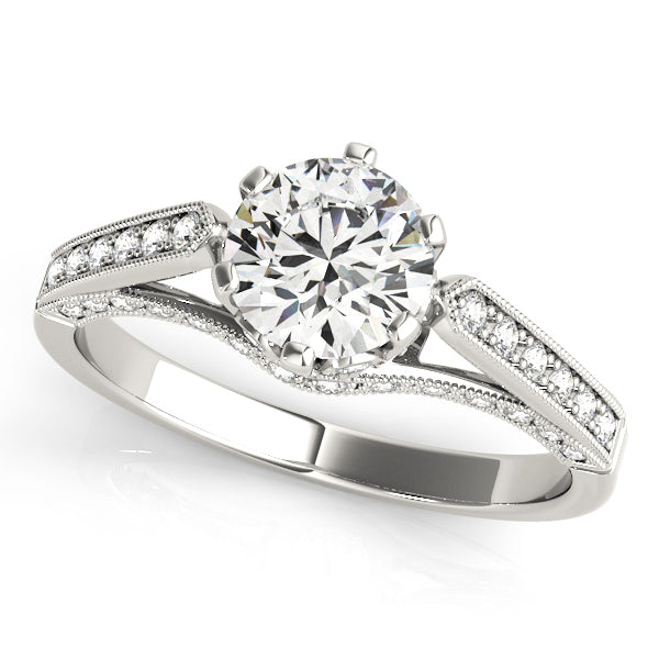 18K White Gold Diamond Single Row Engagement Ring