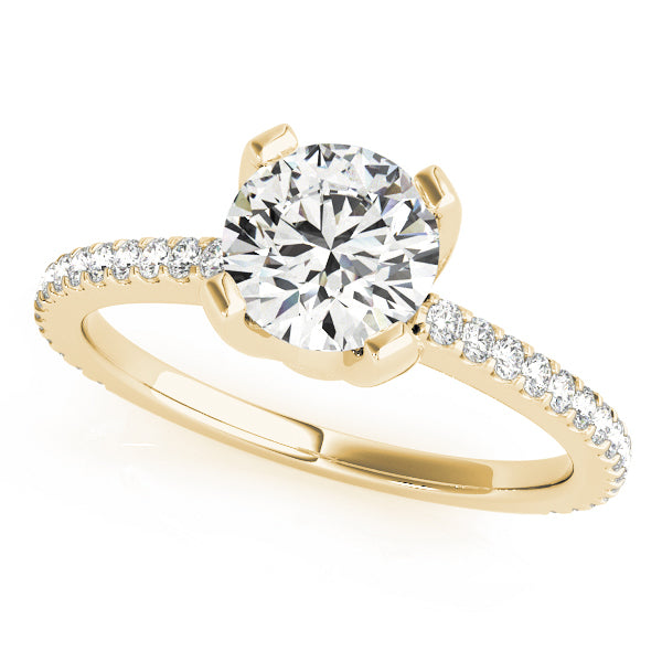 14K Yellow Gold Round Diamond Engagement Ring