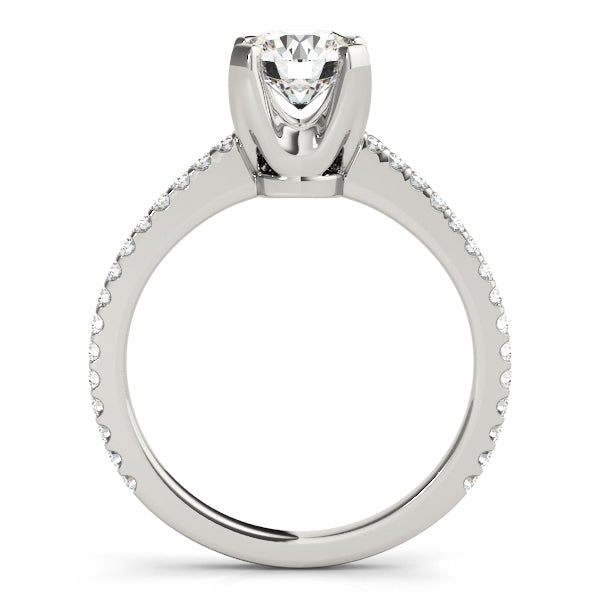 Platinum Round Diamond Single Row Engagement Ring 3/4 ctw