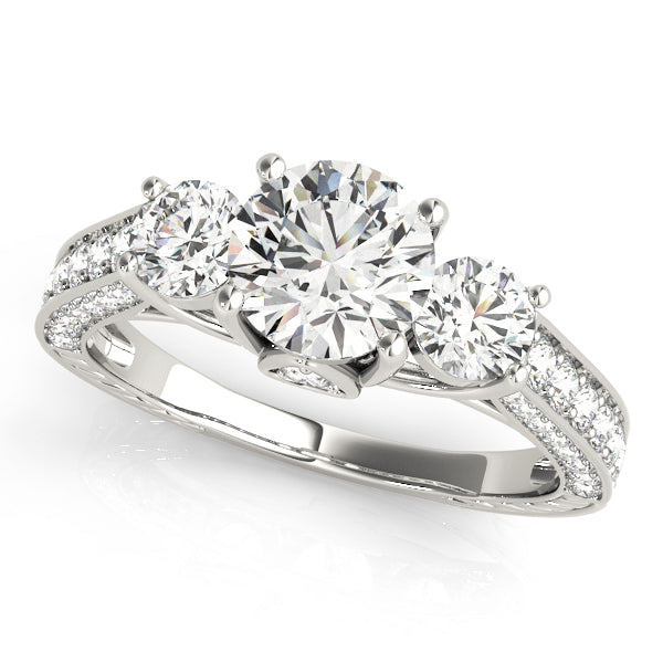 14K White Gold 1.32 ct Diamond Three-Stone Ring