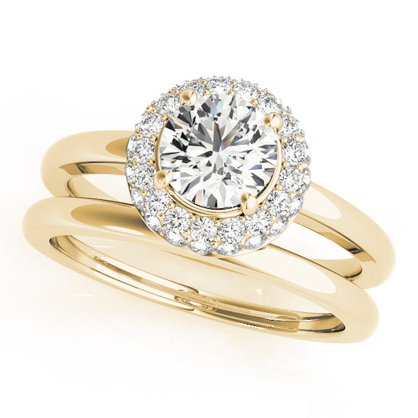 14K Yellow Gold 1 3/8 ct tw Halo Diamond Engagement Ring