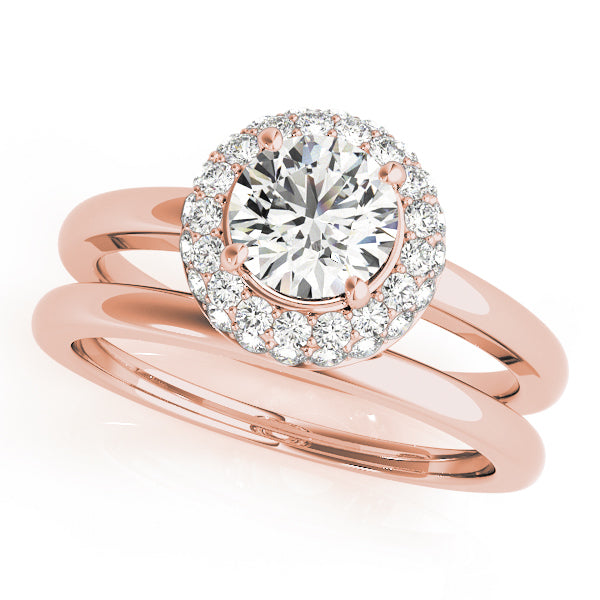 14K Rose Gold 1 3/8 ct tw Halo Diamond Engagement Ring