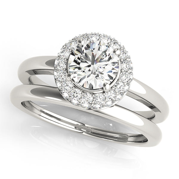 Platinum 1.38 ctw Round Diamond Halo Engagement Ring
