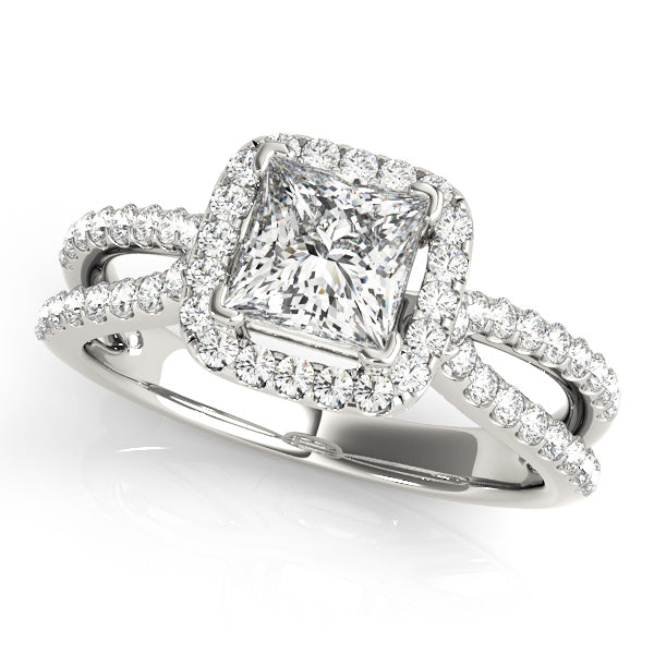 14K White Gold 1 1/6 ct tw Halo Diamond Engagement Ring